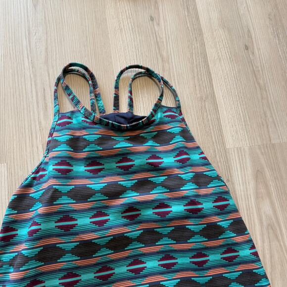 Women's Patagonia Teal Purple Aztec Latticeback Active Tank Top Shirt Sz Small - Picture 4 of 4